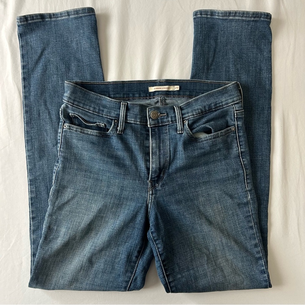 Levi's Slimming Straight Leg Blue Jeans
